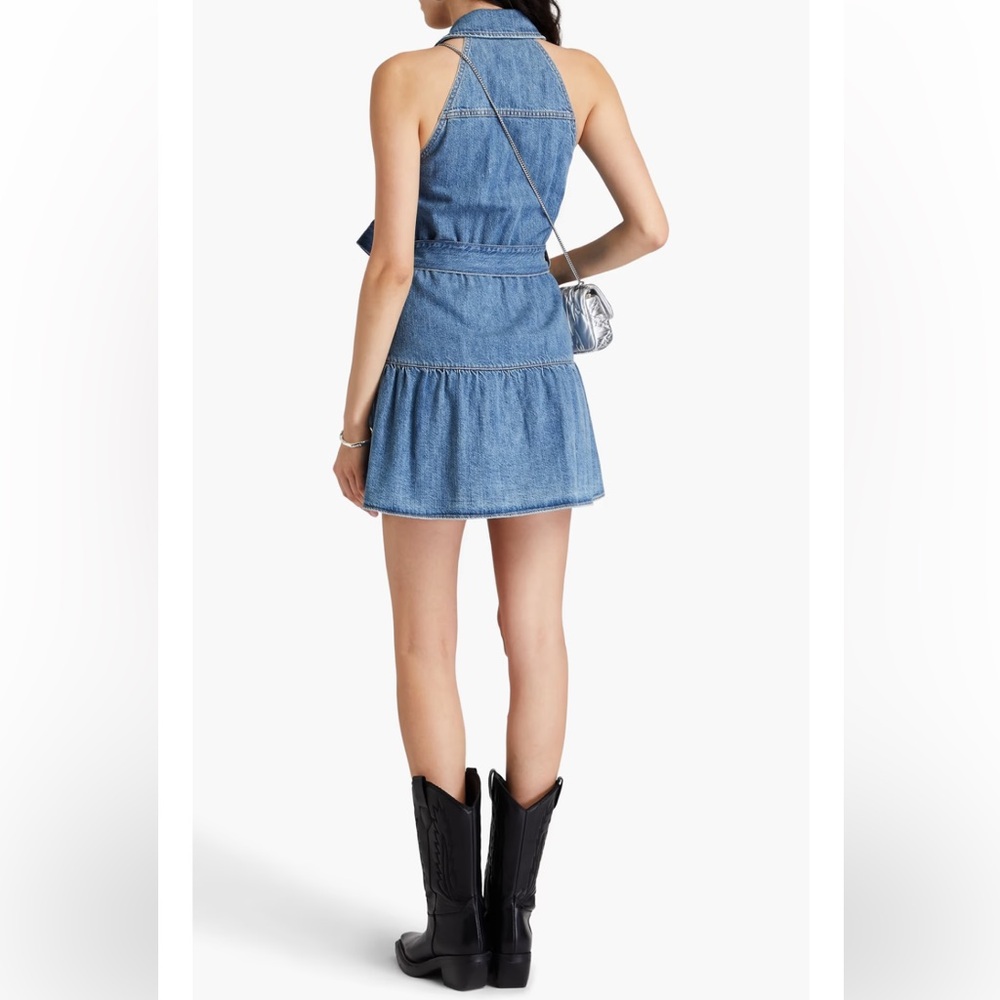 Alice + Olivia Light Blue Denim Halter Mini Dress - Picture 3 of 6